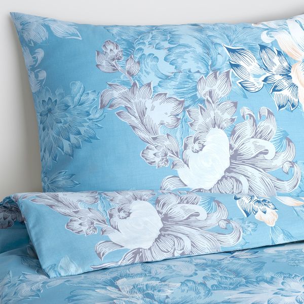 Пододеяльник и 1 наволочка, цветок/синий 150x200/50x70 см IKEA FÅBLOMMIG ФОБЛОММИГ 504.992.09 - фото 2