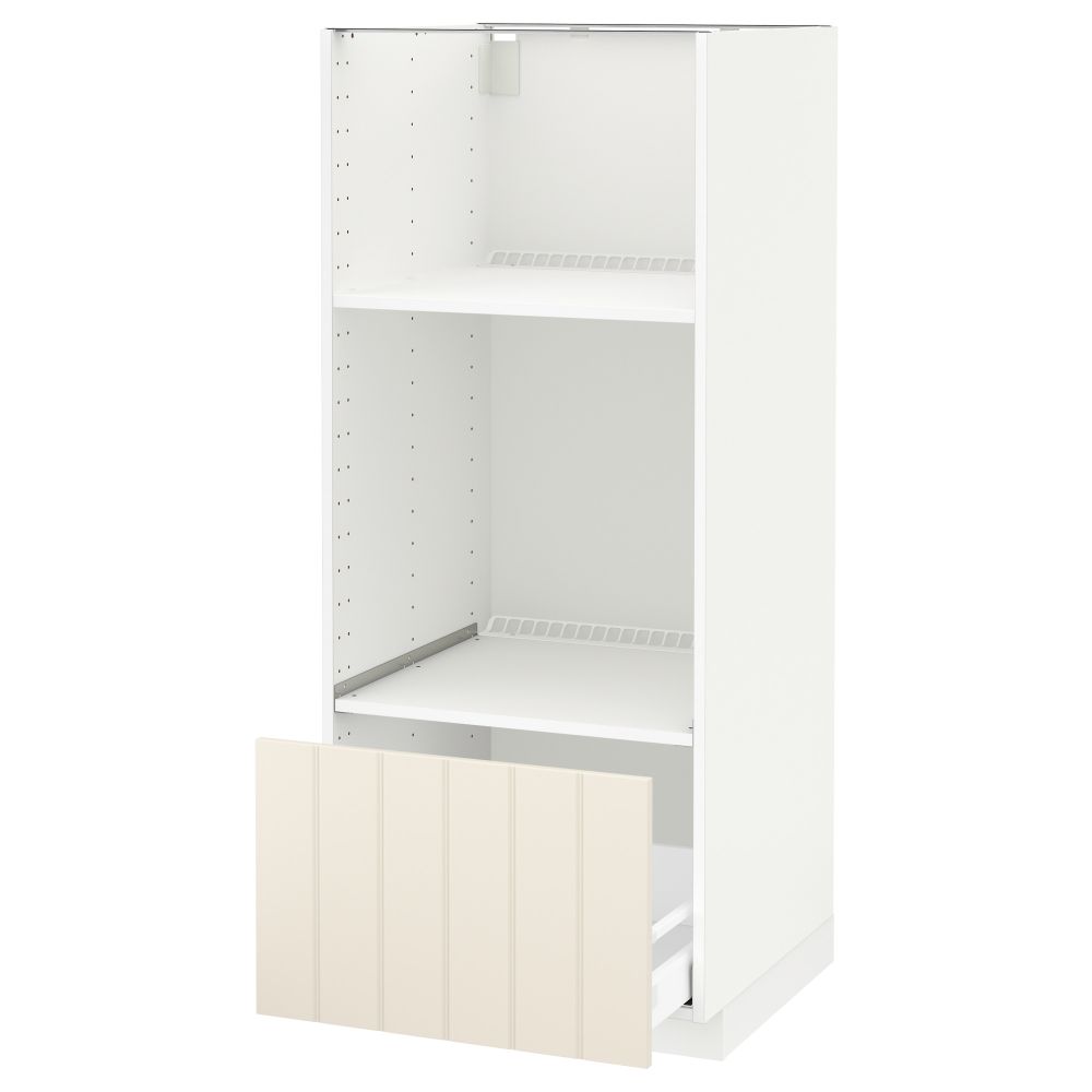 Высокий шкаф с ящиком для духовки/СВЧ МЕТОД / МАКСИМЕРА, белый, Хитарп белый с оттенком (60x60x140 см) - схема-чертеж с размерами