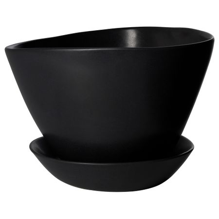 Горшок цветочный с поддоном БИГАРРО, д/дома/улицы черный, черный