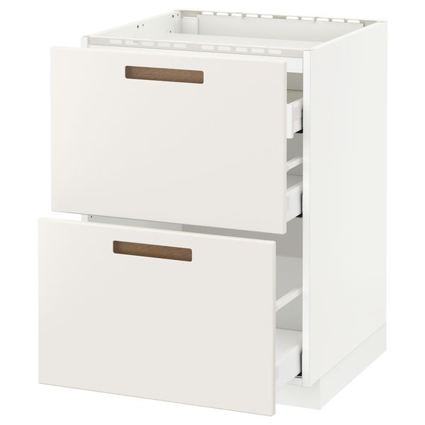 Напольный шкаф, 2 фронтальных панели, 3 ящика МЕТОД / МАКСИМЕРА, белый, Мэрста белый - схема-чертеж с размерами