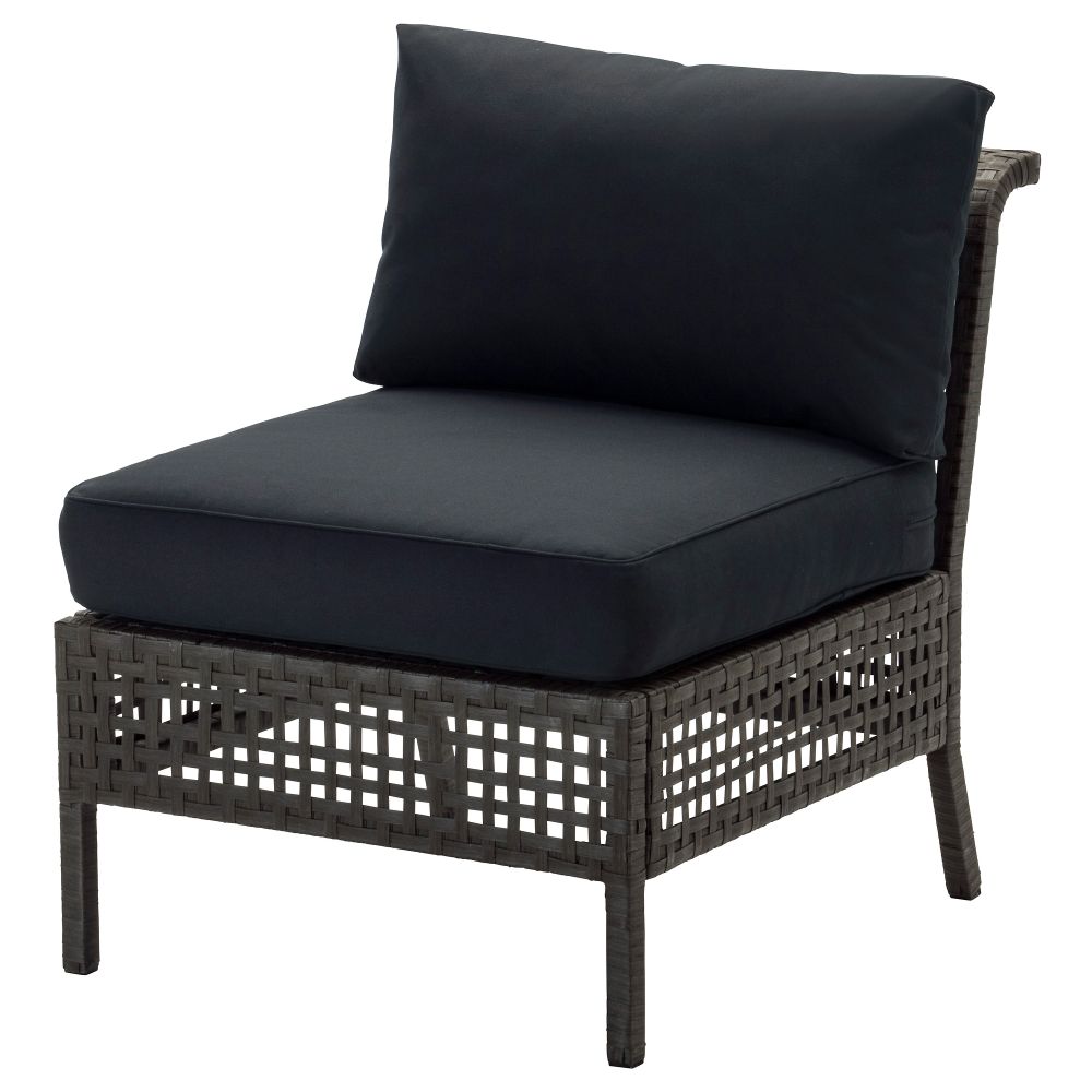 Садовое легкое кресло КУНГСХОЛЬМЕН, черно-коричневый, Кунгсэ черный (62x80x73 см) - схема-чертеж с размерами