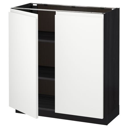 Напольный шкаф с полками, 2 двери МЕТОД, черный, Воксторп белый