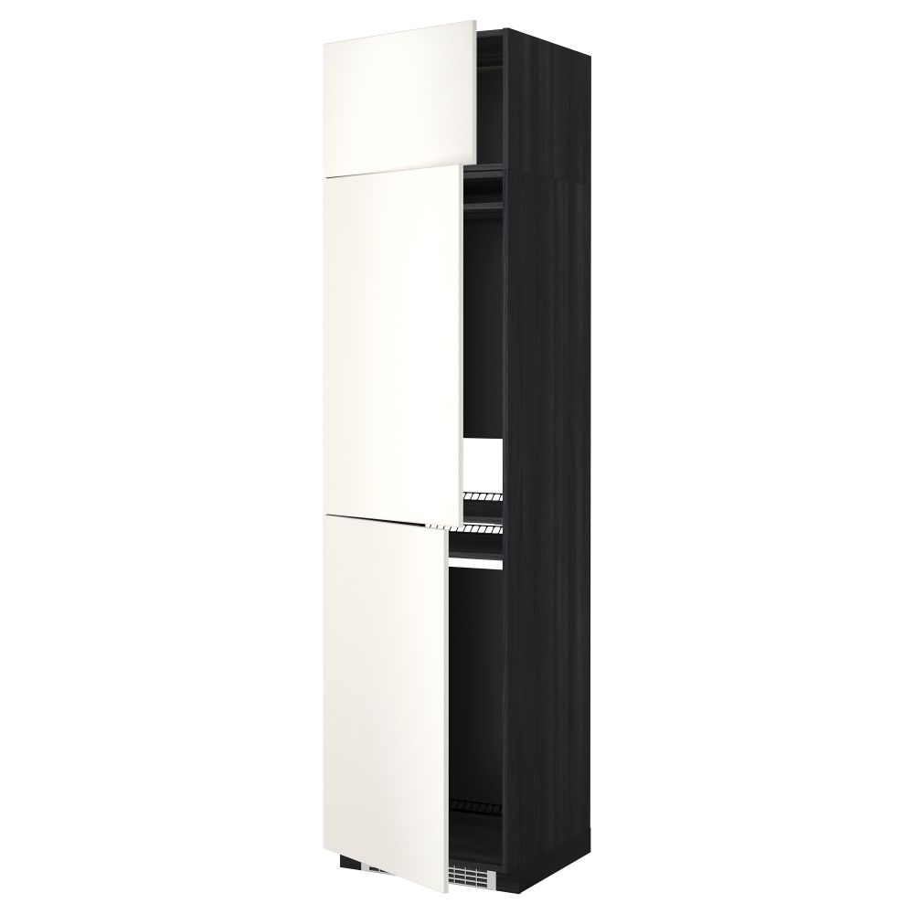 Высокий шкаф для холодильника или морозильника, с 3 дверями МЕТОД, черный, Веддинге белый (60x60x240 см) - схема-чертеж с размерами