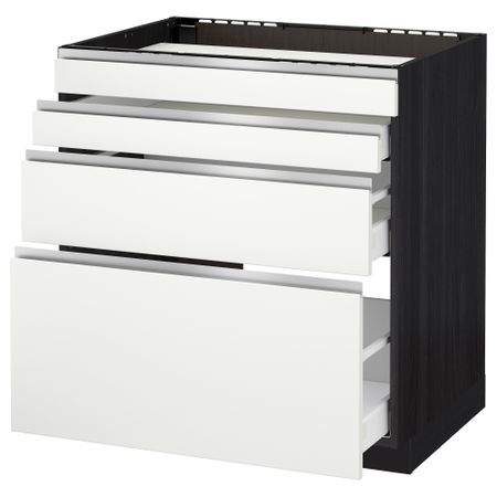 Напольный шкаф для духовки, 4фасада, 3 ящика МЕТОД / МАКСИМЕРА, черный, Нодста белый