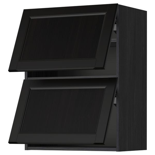 Навесной шкаф, 2 дверцы, горизонтальный МЕТОД, черный, Лаксарби черно-коричневый - схема-чертеж с размерами