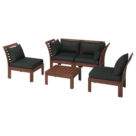 4-местный комплект садовой мебели, коричневая морилка/Холло черный IKEA ЭПЛАРО 292.288.42