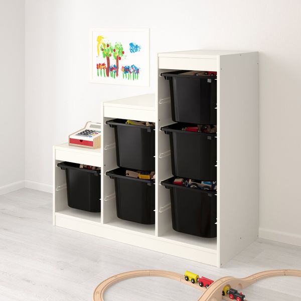 Комбинация для хранения, белый, черный 99x44x94 см IKEA ТРУФАСТ 592.221.36 - фото 2