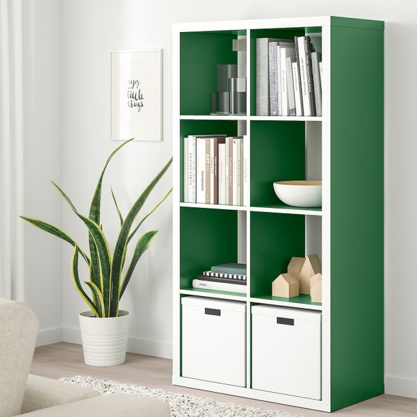 Стеллаж, белый/зеленый 77x147 см IKEA KALLAX КАЛЛАКС 004.599.08 - фото 2