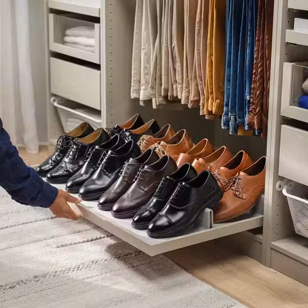 KOMPLEMENT Выдвижная полка с вставкой д/обуви - серо-бежевый/светло-серый 100x58 см - фото 2