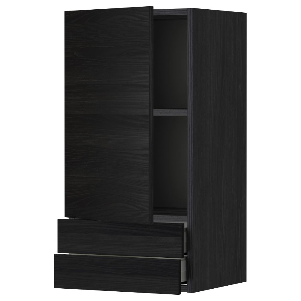 Навесной шкаф с дверцей, 2 ящика МЕТОД / МАКСИМЕРА, черный, Тингсрид черный - фото 1