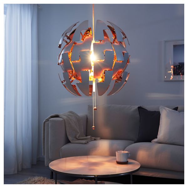 Подвесной светильник ИКЕА ПС 2014, белый, медный (52 см) - схема-чертеж с размерами