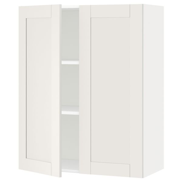 Навесной шкаф с полками, 2 дверцы МЕТОД, белый, Сэведаль белый - схема-чертеж с размерами