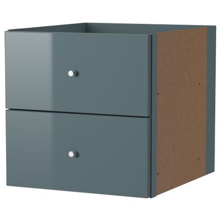 Вставка с 2 ящиками КАЛЛАКС, глянцевый серо-бирюзовый (33x33 см)