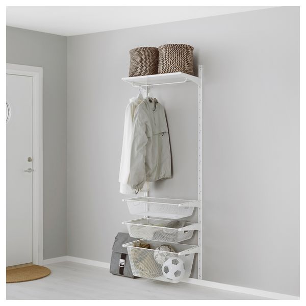 Настенная шина, сетчатые корзины АЛЬГОТ, белый (65x41x197 см) - фото 1