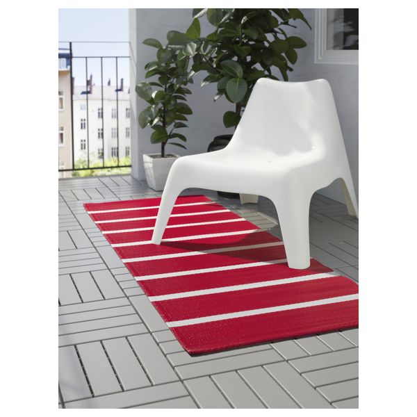 Ковер, безворсовый РЁРХОЛЬТ, д/дома/улицы красный красный, белый (75x200 см) - схема-чертеж с размерами