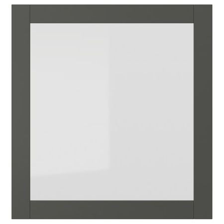 SINDVIK Стеклянная дверь - темно-серый/прозрачное стекло 60x64 см
