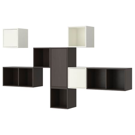 Навесной шкаф с 3 дверцами ВЭЛЬЕ, коричневый, белый