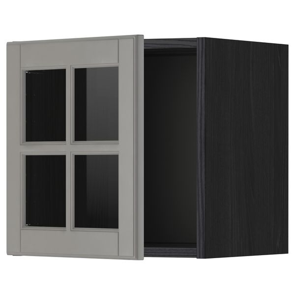 Навесной шкаф со стеклянной дверью МЕТОД, черный, Будбин серый (40x40 см) - схема-чертеж с размерами