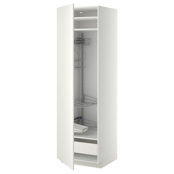 Высокий шкаф с отделением для аксессуаров, для уборки МЕТОД / ФОРВАРА, белый, Веддинге белый - фото 1