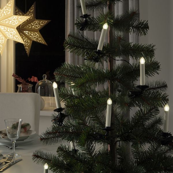 Светодиодная гирлянда, 10 ламп, с батарейным питанием/в форме свечи, с зажимом IKEA STRÅLA СТРОЛА 804.767.15 - фото 1