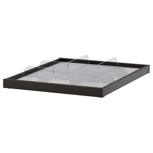 Выдвижная полка с разделителем, черно-коричневый, прозрачный 50x58 см IKEA КОМПЛИМЕНТ 392.429.89 - фото 1