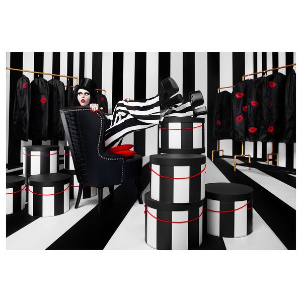 Коробка с крышкой, 2 шт. ОМЕДЕЛЬБАР, черный, белый - схема-чертеж с размерами