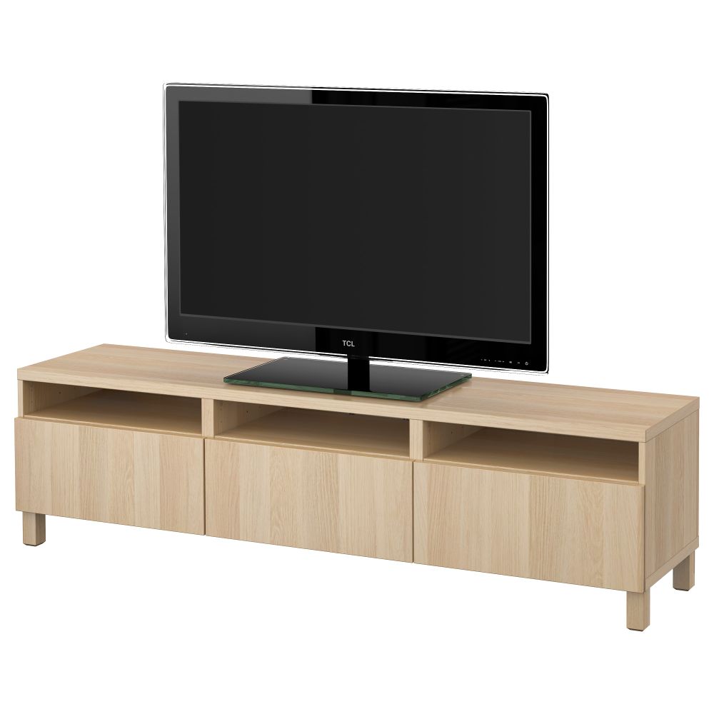 Тумба для ТВ с ящиками БЕСТО, Лаппвикен под беленый дуб (180x40x48 см) - фото 1