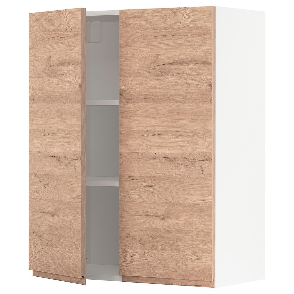 Навесной шкаф с полками/2дверцы, белый/Воксторп под дуб 80x100 см IKEA METOD МЕТОД 994.471.34 - схема-чертеж с размерами