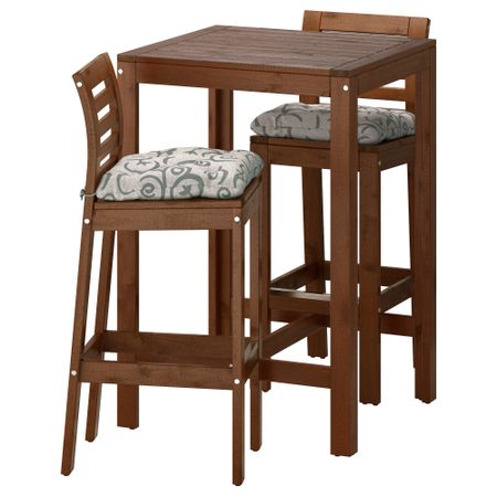 Барный стол и 2 барных стула ЭПЛАРО, коричневая морилка, Стегон бежевый