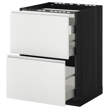 Напольный шкаф, 2 фронтальных панели, 3 ящика МЕТОД / МАКСИМЕРА, черный, Нодста белый