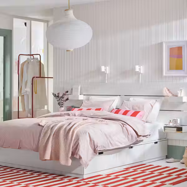 NORDLI Каркас кровати/отд д/хран/изголовье - белый 140x200 см - фото 2