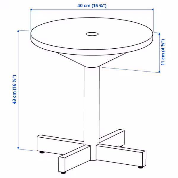 GRIMSARBO ГРИМСАРБО Придиванный столик - сосновая фанера/ярко-красный - схема-чертеж с размерами