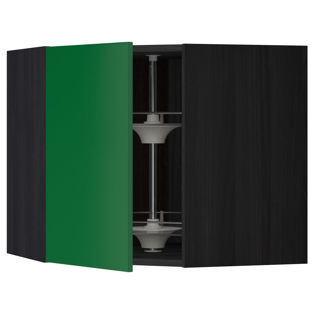 Угловой навесной шкаф с вращающейся секцией МЕТОД, черный, Флэди зеленый - схема-чертеж с размерами