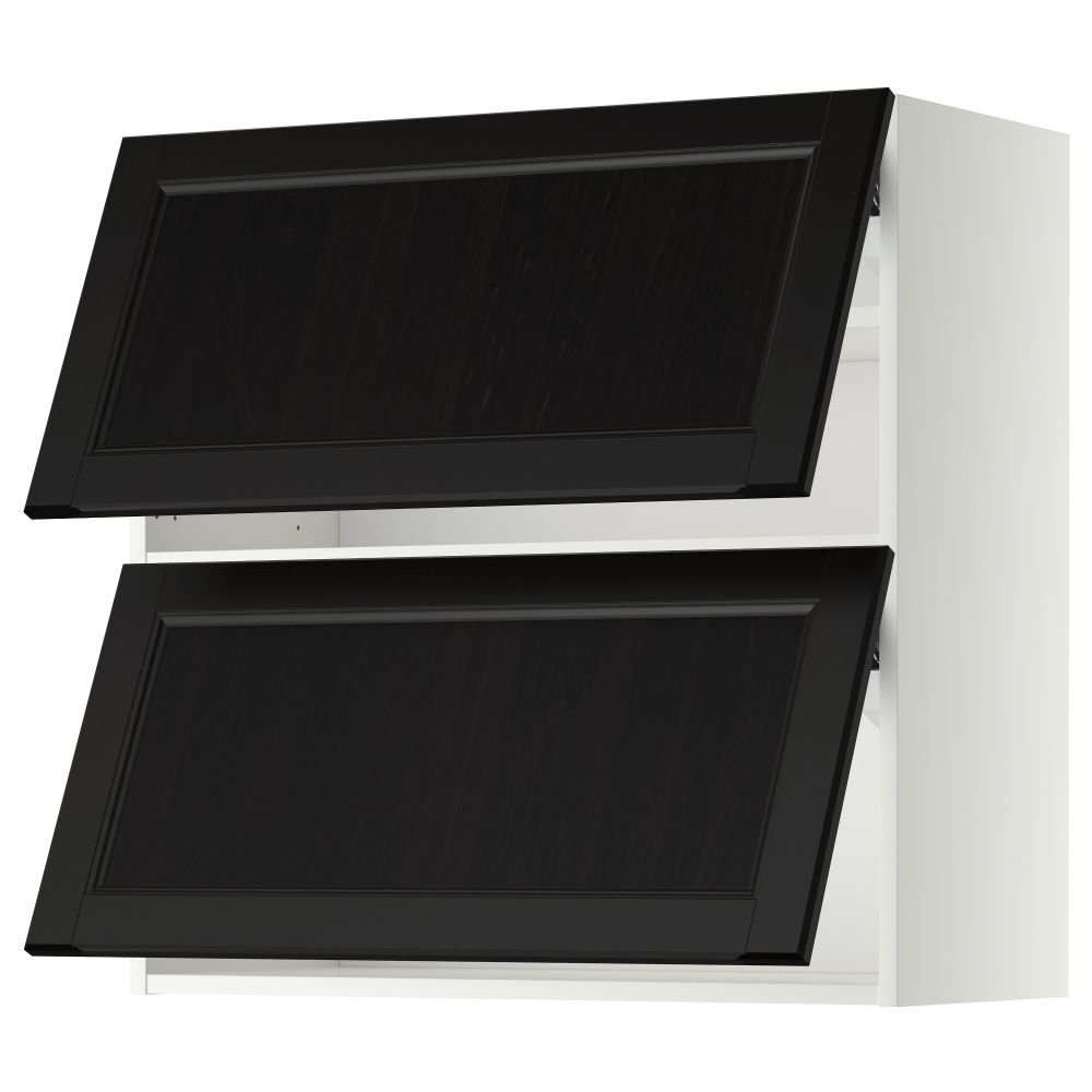 Навесной шкаф, 2 дверцы, горизонтальный МЕТОД, белый, Лаксарби черно-коричневый - схема-чертеж с размерами