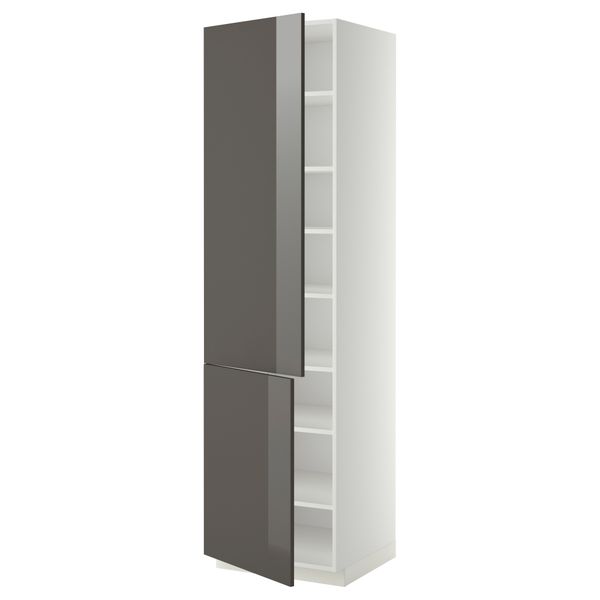 Высокий шкаф с полками, 2 дверцы МЕТОД, белый, Рингульт серый - схема-чертеж с размерами