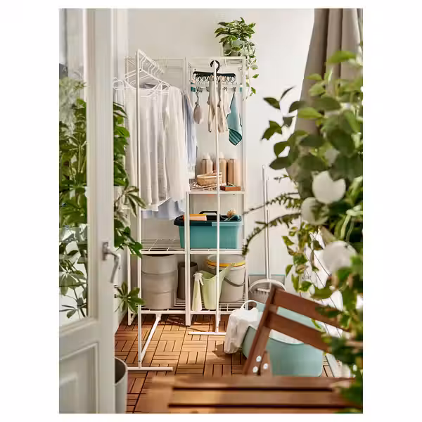JOSTEIN Стеллаж с сушилкой - д/дома/улицы/проволочный белый 82x53/117x180 см - фото 3