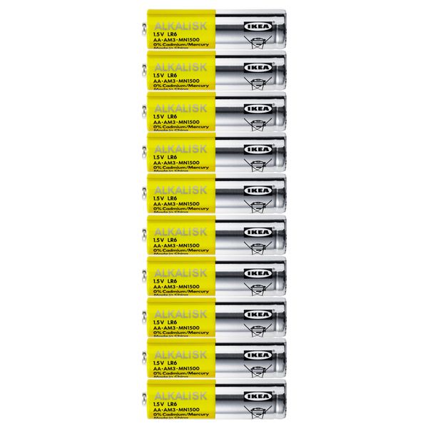 Батарейка щелочная АЛКАЛИСК (LR6 AA 1,5В) - схема-чертеж с размерами