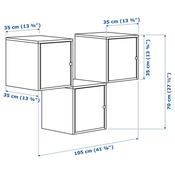 Комбинация для хранения ЛИКСГУЛЬТ, оранжевый, синий (105x70 см) - схема-чертеж с размерами