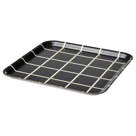 Поднос, 33x33 см, клетчатый орнамент черный IKEA RÖDKNOT 305.646.96
