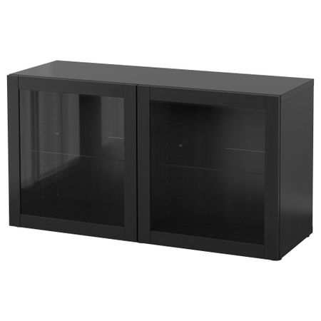 Стеллаж со стеклянная дверьми БЕСТО, Синдвик черно-коричневый (120x40x64 см)