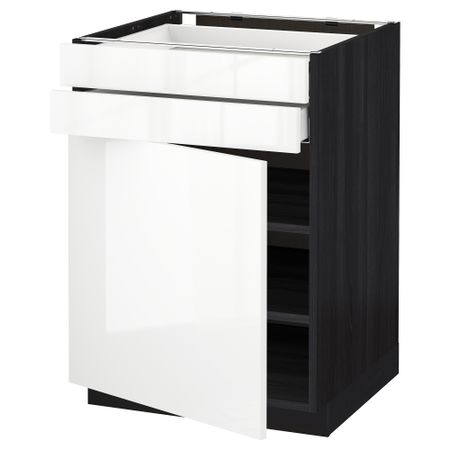 Напольный шкаф с дверцей, 2 ящиками МЕТОД / МАКСИМЕРА, черный, Рингульт белый