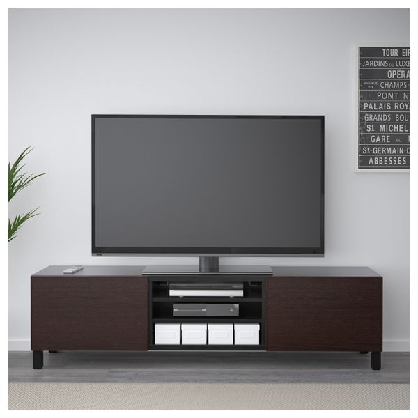 Тумба для ТВ с ящиками БЕСТО, черно-коричневый, Инвикен черно-коричневый (180x40x48 см) - фото 2