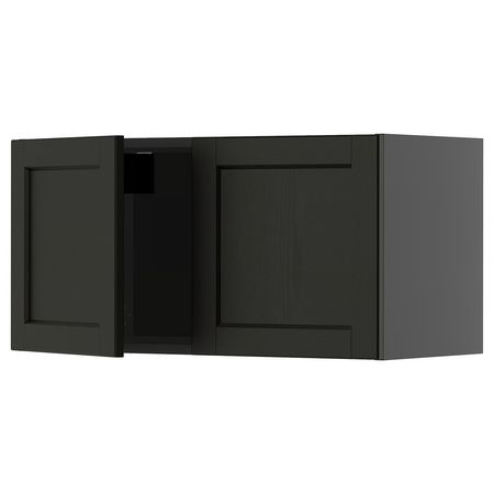 METOD Навесной шкаф с 2 дверцами - черно-серый/Lerhyttan черная морилка 80x40 см