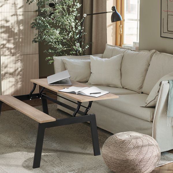 Журнальный стол, 104x70 см, регулируемый черный под дуб IKEA LJUNGSBRO 205.610.33 - фото 7