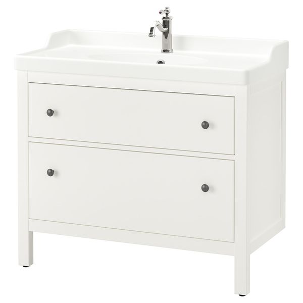 Шкаф для раковины с 2 ящиками ХЕМНЭС / РЭТТВИКЕН, белый (102x49x89 см) - схема-чертеж с размерами