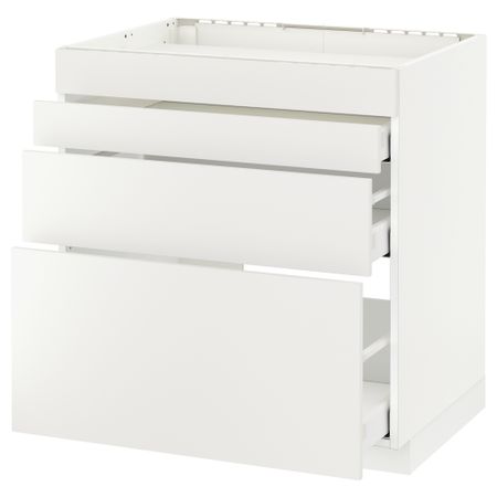 Напольный шкаф для духовки, 4фасада, 3 ящика МЕТОД / МАКСИМЕРА, белый, Хэггеби белый