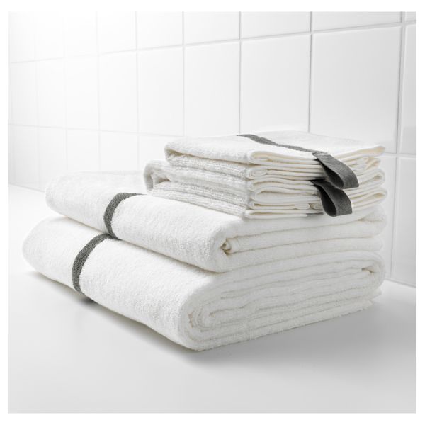 Банное полотенце ФЭРГЛАВ, белый, темно-серый (70x140 см) - схема-чертеж с размерами