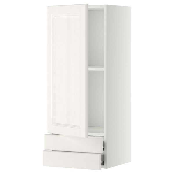 Навесной шкаф с дверцей, 2 ящика МЕТОД / ФОРВАРА, белый, Лаксарби белый - фото 1