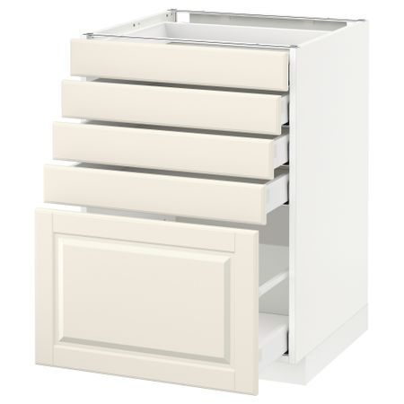 Напольный шкаф с 5 ящиками МЕТОД / МАКСИМЕРА, белый, Будбин белый с оттенком