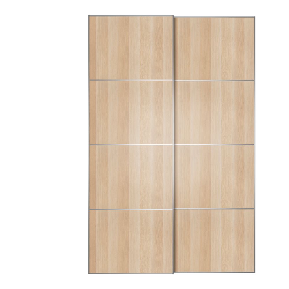 Пара раздвижных дверей ВОЛЬДА, под беленый дуб, цвет алюминия - схема-чертеж с размерами